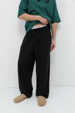 Super Baggy Fit Keten Pantolon Siyah