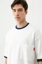 Kısa Kollu Oversize Cepli Tişört Ekru