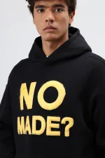 Sweat à capuche imprimé oversize noir