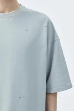 Delik Detaylı Oversize Eşofman Takım Gri