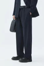 Costume croisé coupe décontractée, bleu marine