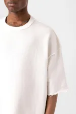 Yıkamalı Oversize Tişört Ekru