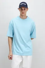 T-shirt basique oversize à col rond turquoise