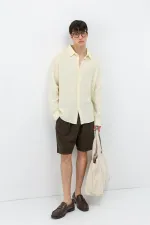 Uzun Kollu Basic Oversize Gömlek Sarı