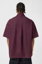 Oversize Washed Poplin Shirt, Burgundy