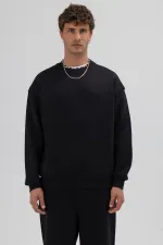Basic Crew Neck Oversize Sweatshirt Black