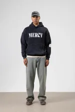 Kart Detaylı Yıkamalı Oversize Sweatshirt Siyah