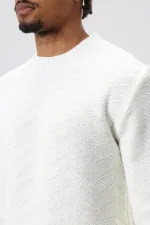 Pull oversize à col rond en maille, écru