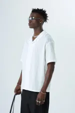 Nakış Detaylı Oversize Keten Gömlek Ekru