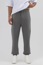 Basic Paça Lastikli Eşofman Alt Füme