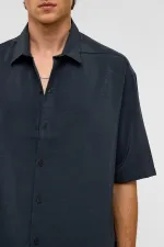 Basic Oversize Short-Sleeve Modal Shirt, Dark Gray