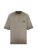 Yıkamalı Oversize Triko Tişört Kahve