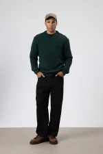 Bisiklet Yaka Oversize Triko Kazak Nefti