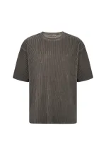 Yıkamalı Ottoman Basic Oversize Tişört Açık Kahve