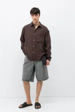 Chemise oversize en modal avec poches, marron foncé