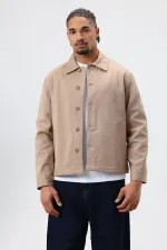 Boxy Fit Gabardin Ceket Vizon