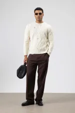 Pull oversize en maille à motifs, écru