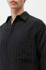 Chemise oversize rayée en modal noir