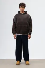 Sweat à capuche oversize avec détails brodés, couleur café