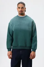 Sweat-shirt oversize à détails en pierre délavée, bleu marine