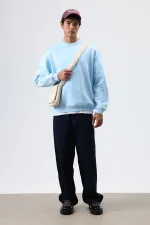 Sweat-shirt basique oversize délavé bleu ciel