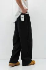 Bağcıklı Baggy Fit Eşofman Alt Siyah