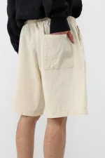 Oversize Keten Şort Naturel