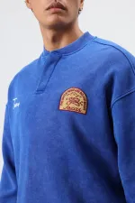 Sweat-shirt oversize à col rond imprimé bleu marine