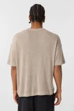 Basic Oversize Button-Down T-Shirt Beige