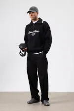 Sweat-shirt noir oversize à col zippé