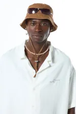 Chemise oversize délavée à manches courtes imprimée au dos, sans poches, écru