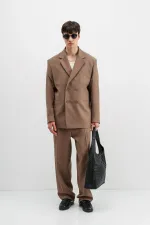 Costume croisé oversize en vison foncé