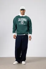 Sweat-shirt oversize imprimé bicolore, bleu marine