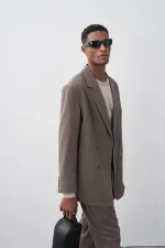 Costume croisé coupe décontractée, vison