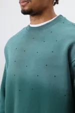 Sweat-shirt oversize à détails en pierre délavée, bleu marine