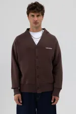 Sweat-shirt oversize à boutons, marron