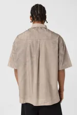 Oversize Yıkamalı Poplin Gömlek Taş