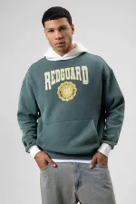 Oversize Baskılı Kapüşonlu Sweatshirt Nefti