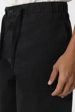 Baggy Fit Gabardine Trousers Black