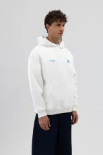 Sweat-shirt oversize imprimé au dos, écru