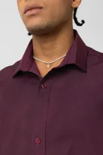 Oversize Washed Poplin Shirt, Burgundy