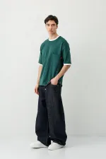 Kısa Kollu Oversize Cepli Tişört Nefti