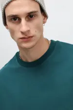 T-shirt basique oversize à col rond, bleu marine