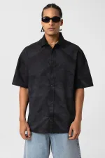 Chemise oversize en popeline délavée noire