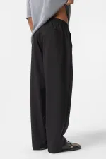 Black Baggy Pants with Elastic Waistband