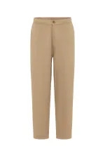 Washed Gabardine Baggy Pants in Tan
