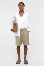 Oversize Modal Kumaş Bermuda Şort Haki