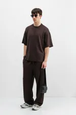 Modal Karışımlı Oversize Tişört Kahve