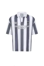 T-shirt oversize à col polo, gris foncé