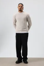 Pull oversize à col rond en maille couleur os